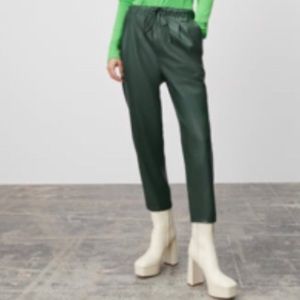 Faux leather forest green pant